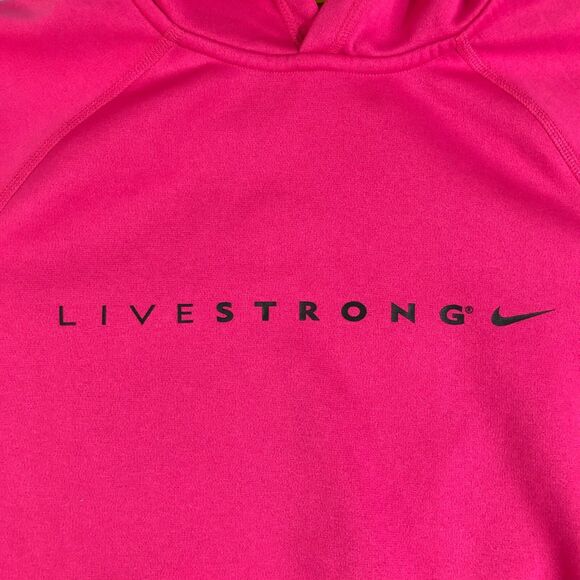 Nike Hoodie Womens Medium Pink Living Strong Therma-Fit Sportswear Pullover Logo - Picture 2 of 7